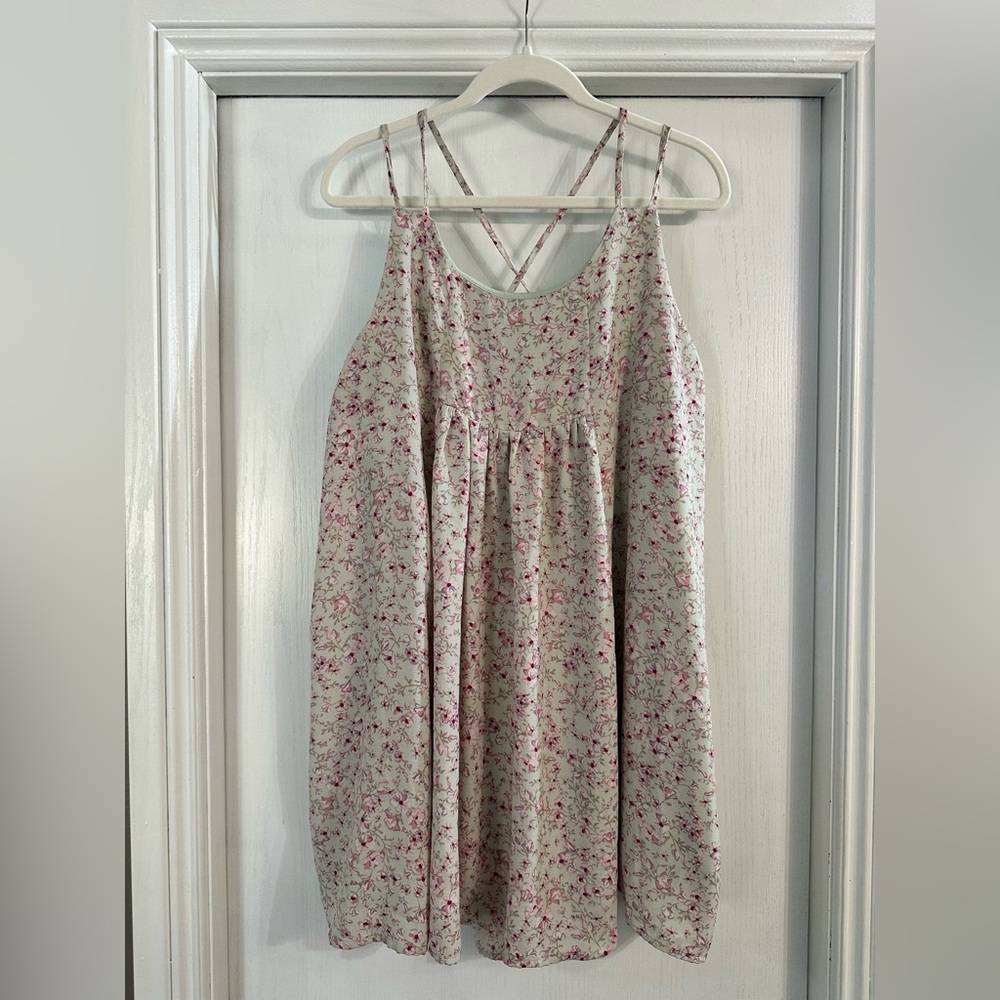 Altar'd State Floral Mini Dress in Cream and Pink